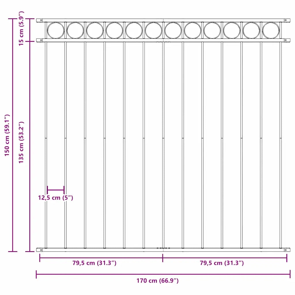 Elemento Recinzione ASSEN Bianco 170 x 150 cm Acciaio 42003929