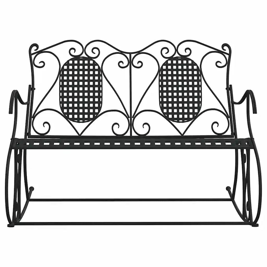 Panca da Giardino | Panchina a Dondolo a 2 Posti 113 cm Nera in Acciaio