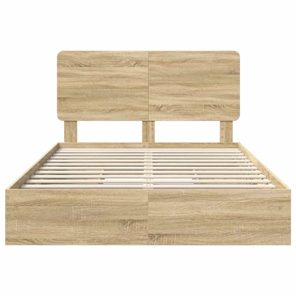 Letto con Contenitore con testiera Rovere Sonoma 160 x 200 cm