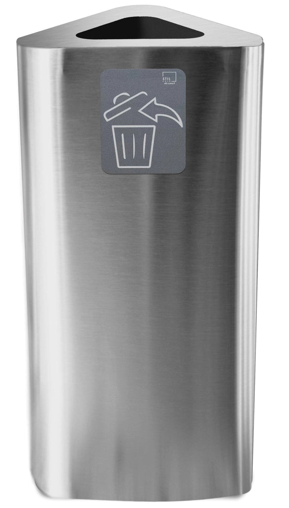 Pattumiera Per Raccolta Rifiuti 38x38xh80 cm In Acciaio Inox con Pittogramma Magnetico Argento