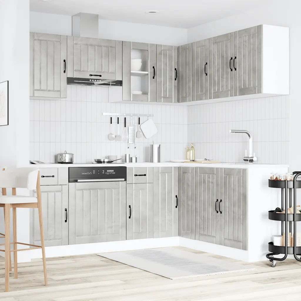 Set Mobili da Cucina 11 pz Lucca Grigio Cemento in Truciolato 3314955