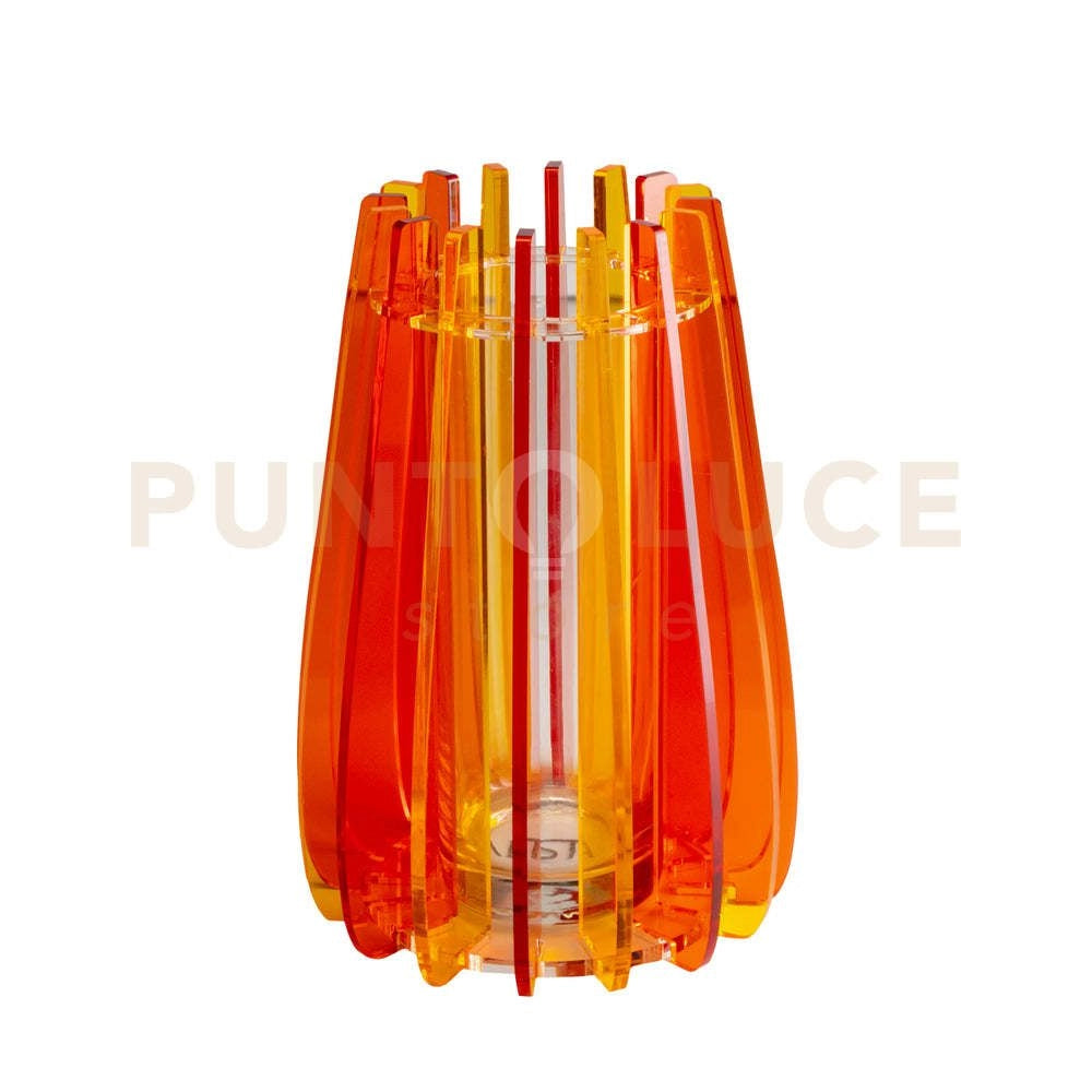 VASO GRANDE IRIDE IN VETRO TRASPARENTE E CRISTALLO ACRILICO COLORE ARANCIONE
