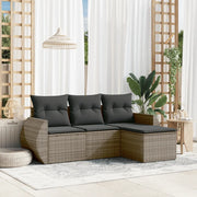 Set Divani da Giardino 4 pz con Cuscini in Polyrattan Grigio 3221269