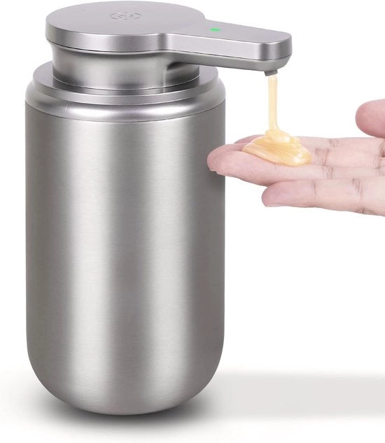 Dispensatore di sapone automatico, dispensatore di sapone a mano in acciaio inossidabile, dispensatore di sapone per bagno e cucina ricaricabile senza contatto, pompa di sapone a mano da 12 oz.