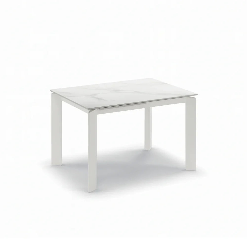 Tavolo da pranzo allungabile in ceramica effetto marmo bianco Task 120-170x80 cm fino a 8 posti | Duzzle