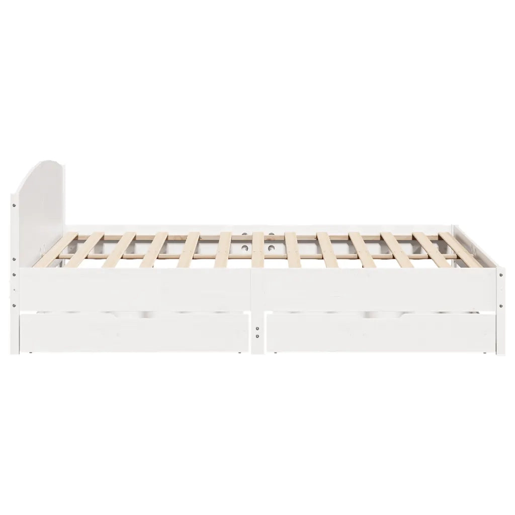 Letto matrimoniale | Letto per adulti | Giroletto senza Materasso Bianco 200x200 cm Legno Massello Pino