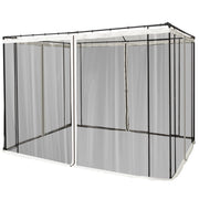 Zanzariera per Gazebo Tende di Ricambio Universale 302x207 cm con Cerniere Nero/Beige