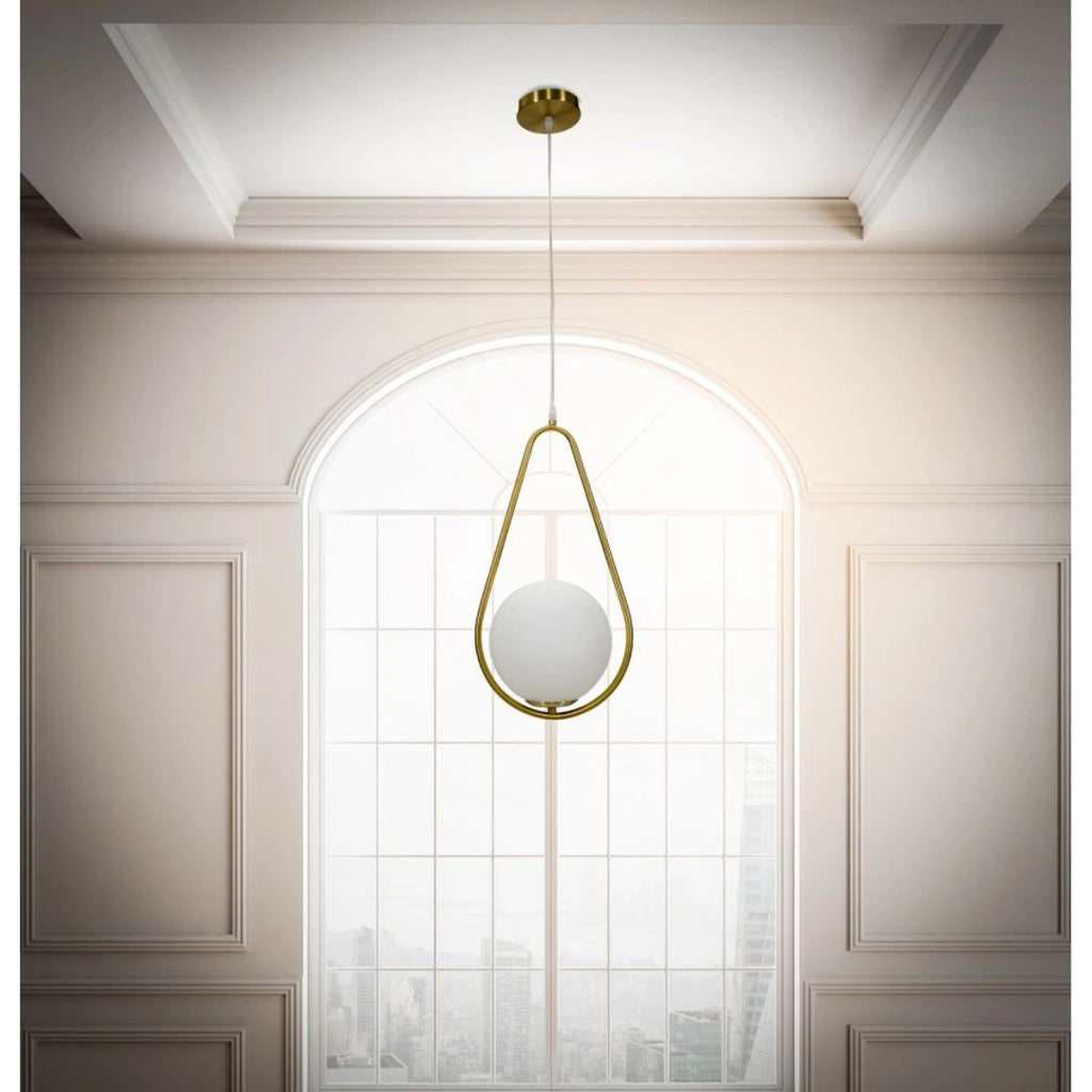 Lampada a Sospensione VKH81, Oro, Metallo, 24x20x46 cm