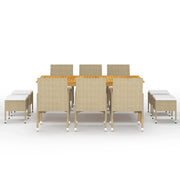 Set Mobili da Pranzo per Giardino 11 pz Beige 3067873
