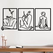 Arte moderna in metallo - silhouetto femminile astratto - arte da parete in filo - opera d'arte in metallo impermeabile - arte da parete nera - stile minimalista