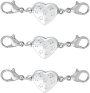 Ferraglie per collare 3 pezzi - Grappini magnetici a forma di cuore - Accessori per gioielli - Fili di acciaio - 4,5 cm - Ferraglie per gioielli da realizzare - Accessori per gioielli da assemblare