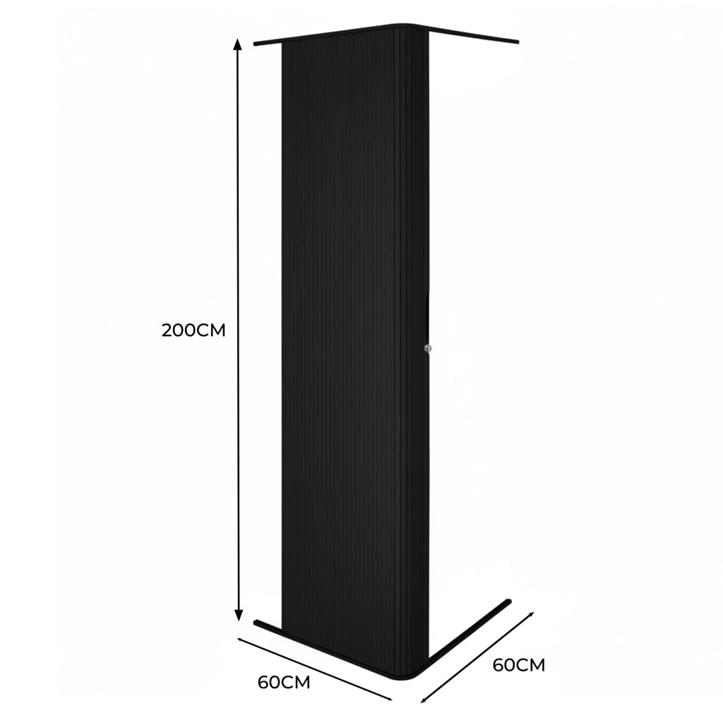 Porta a Soffietto Doccia Nero 200x60cm Campervan Motorhome Kit Impermeabile