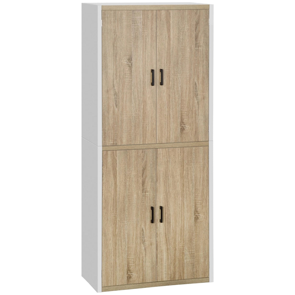 Mobile Dispensa Cucina 4 Ante 80x40x182 cm in MDF Bianco e Legno
