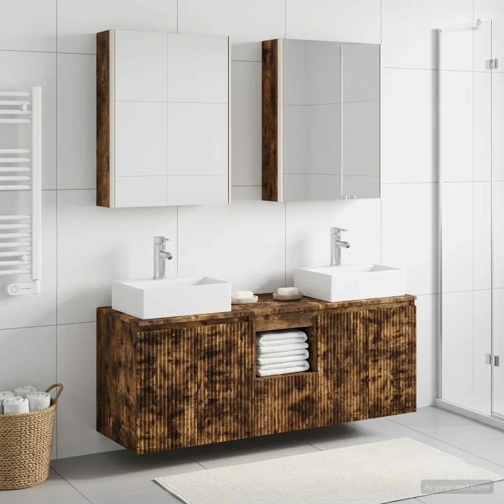 Set di Armadi da Bagno 5 pcs Rovere Fumo Legno ingegnerizzato 3406411