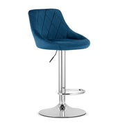 Sgabello girevole VALORA DAKA - Velluto blu navy con base cromata