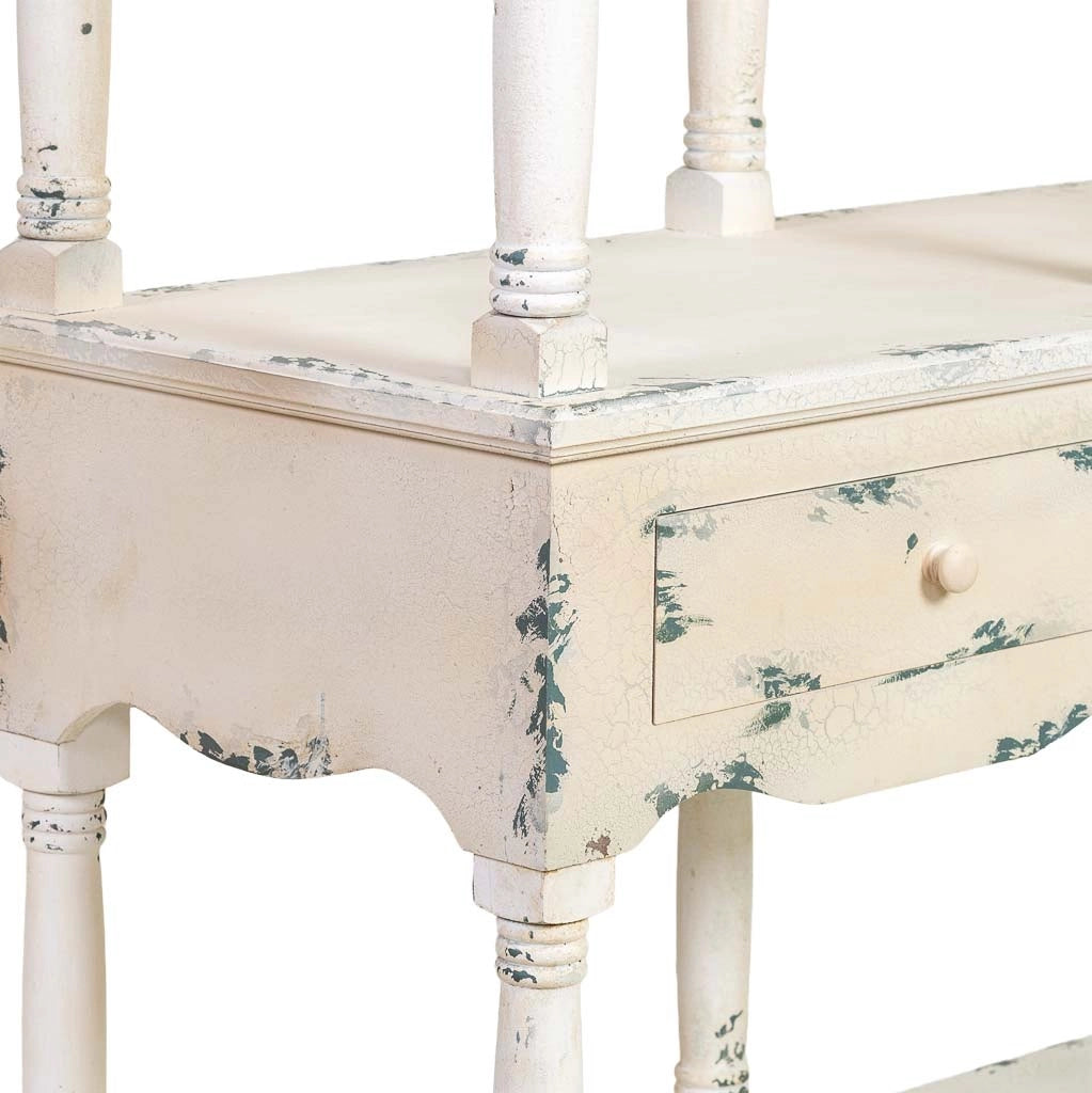 Scaffale in legno bianco invecchiato 129,5x49,5x207h cm