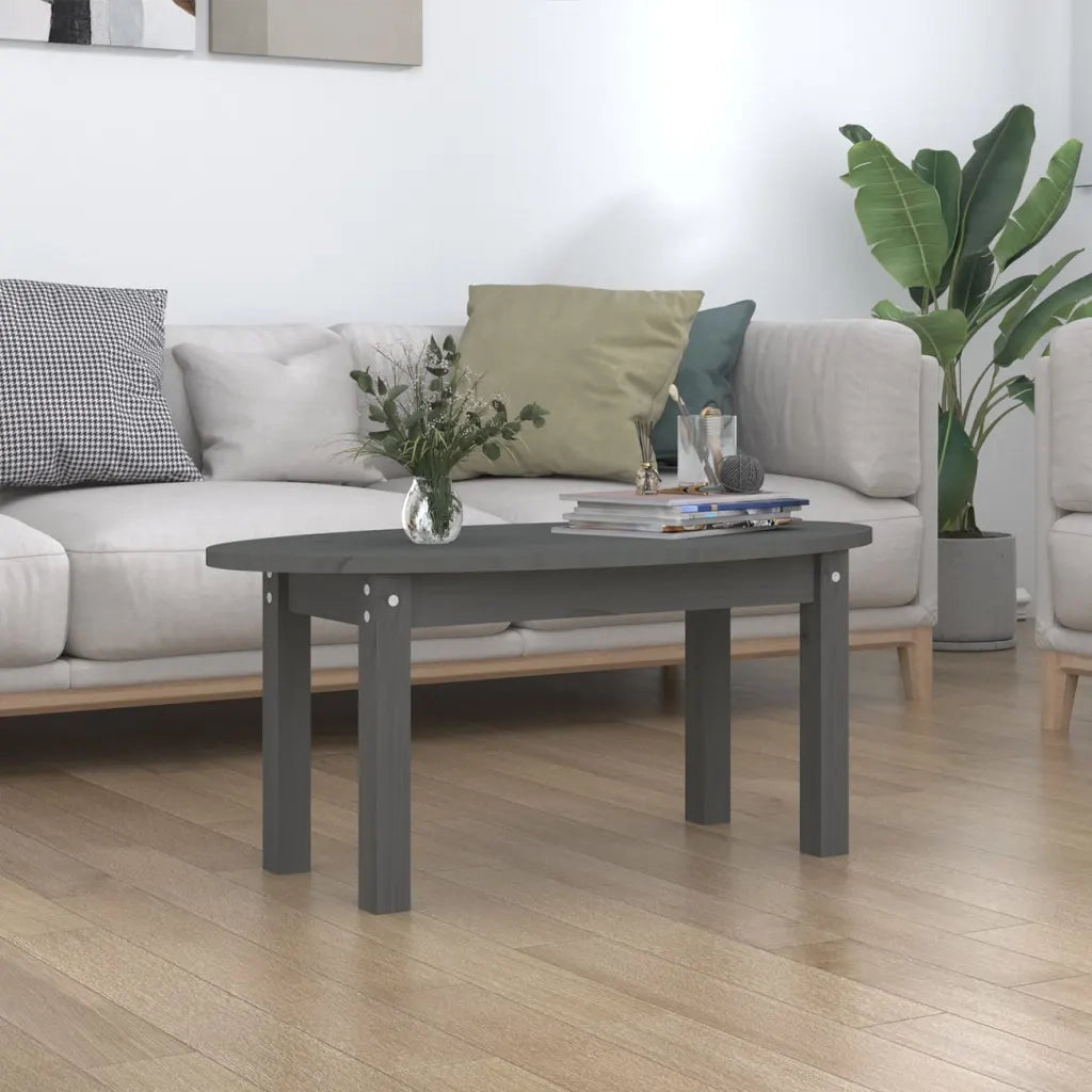 Tavolino da Salotto-Tavolino da soggiorno Grigio 80x40x35 cm Legno Massello di Pino