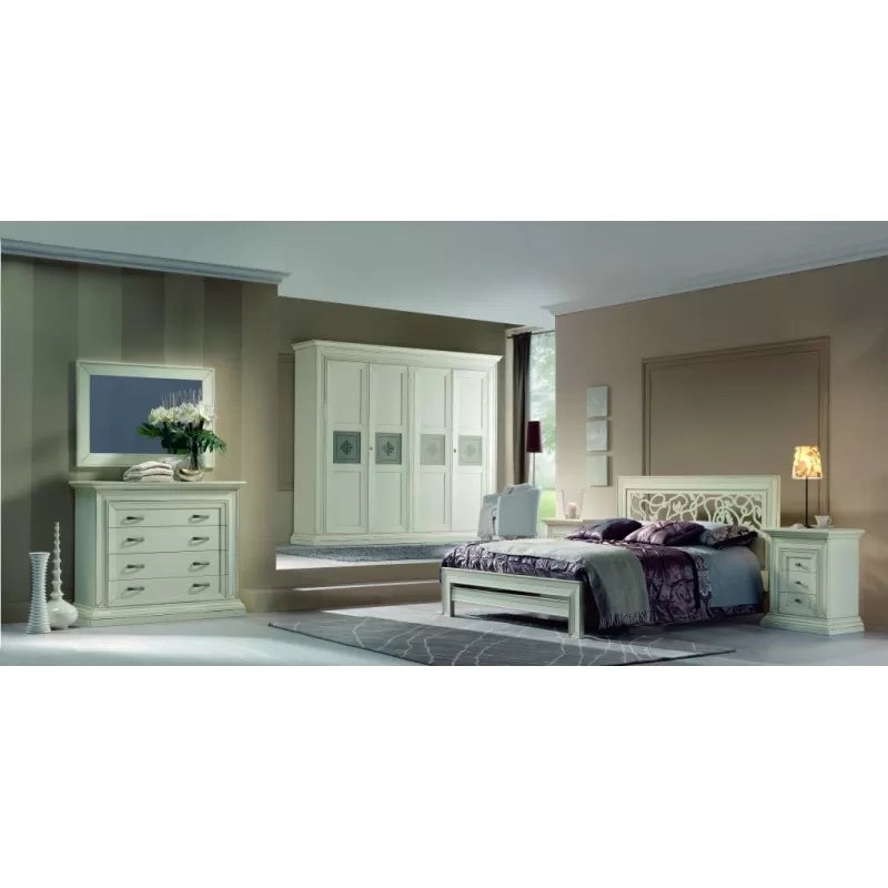 Specchiera rettangolare legno shabby bianco anticato 115x80x3 - Mobili 2G