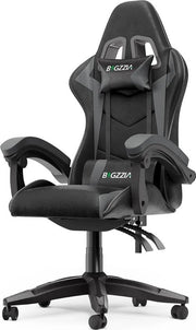 Sedia da Gioco - Design Ergonomico - Cuscino in Pelle - Incluso Supporto Cervicale & Lombaro - Regolabile Altezza - Nero Grigio