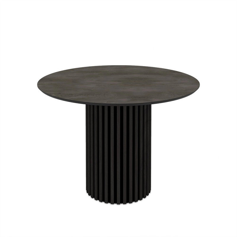 Tavolo Olympus con piano in irony grey super matt e struttura in legno nero