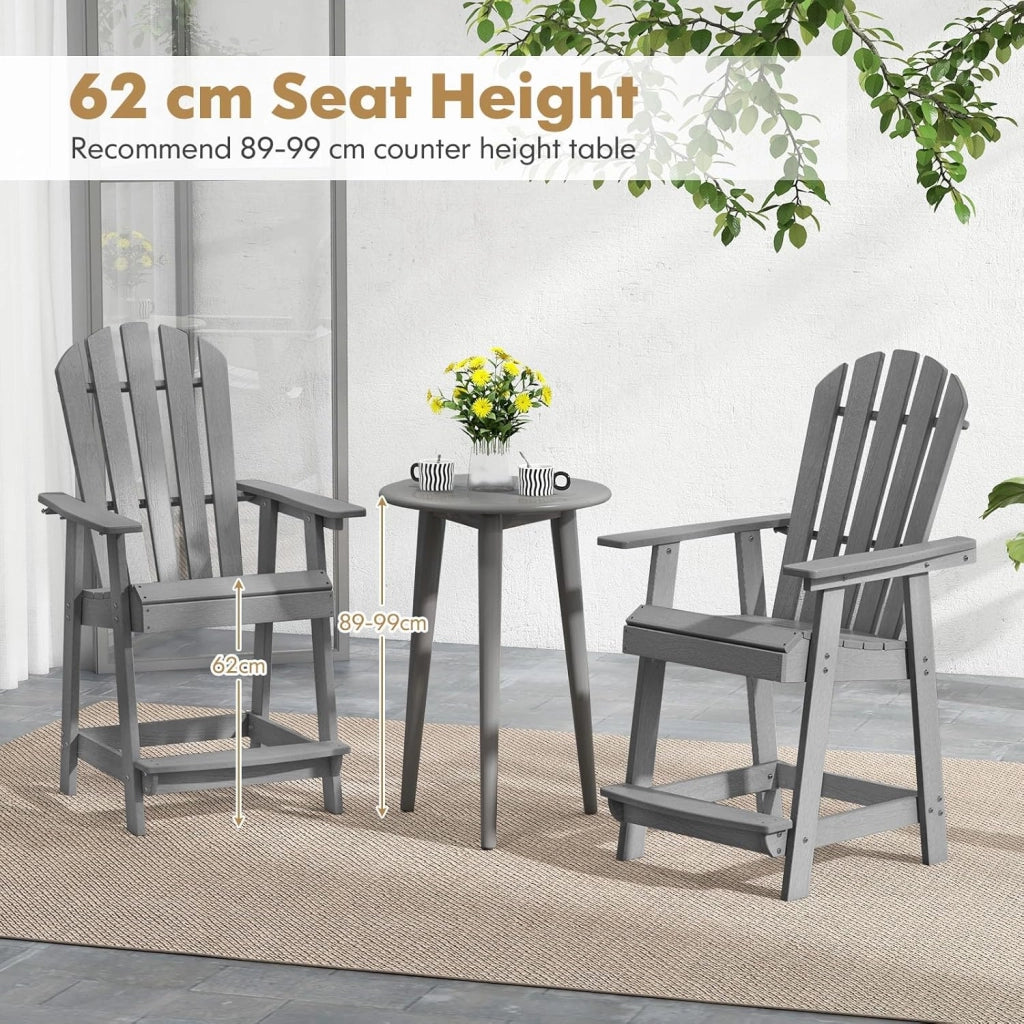 Adirondack - Sedia alta con poggiapiedi, da giardino, da balcone, resistente alle intemperie, in HDPE, con braccioli e seduta e schienale laminati, per esterni, 70 x 85 x 119 cm
