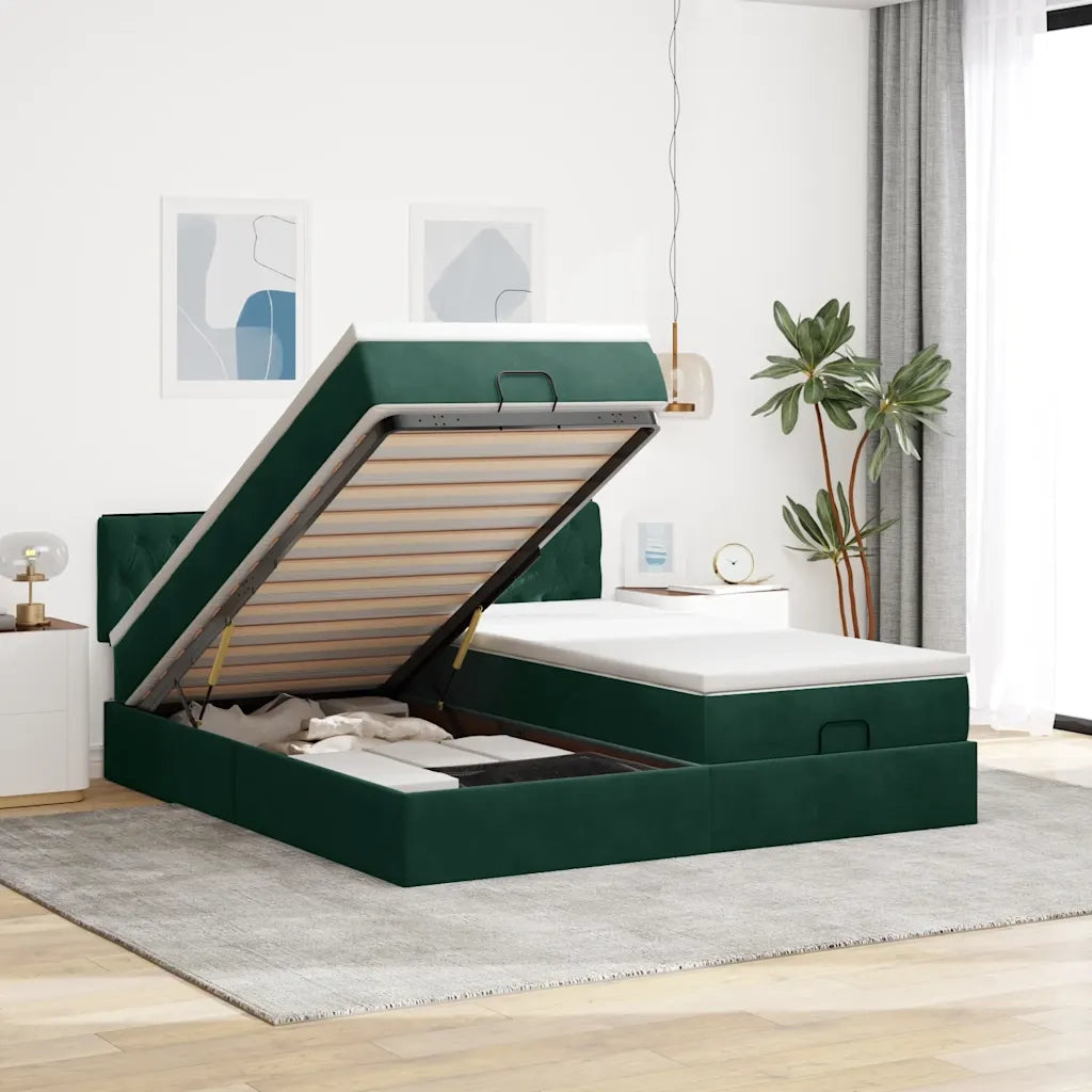 Struttura Letto Pouf con Materassi 200x200 cm Velluto 3312950
