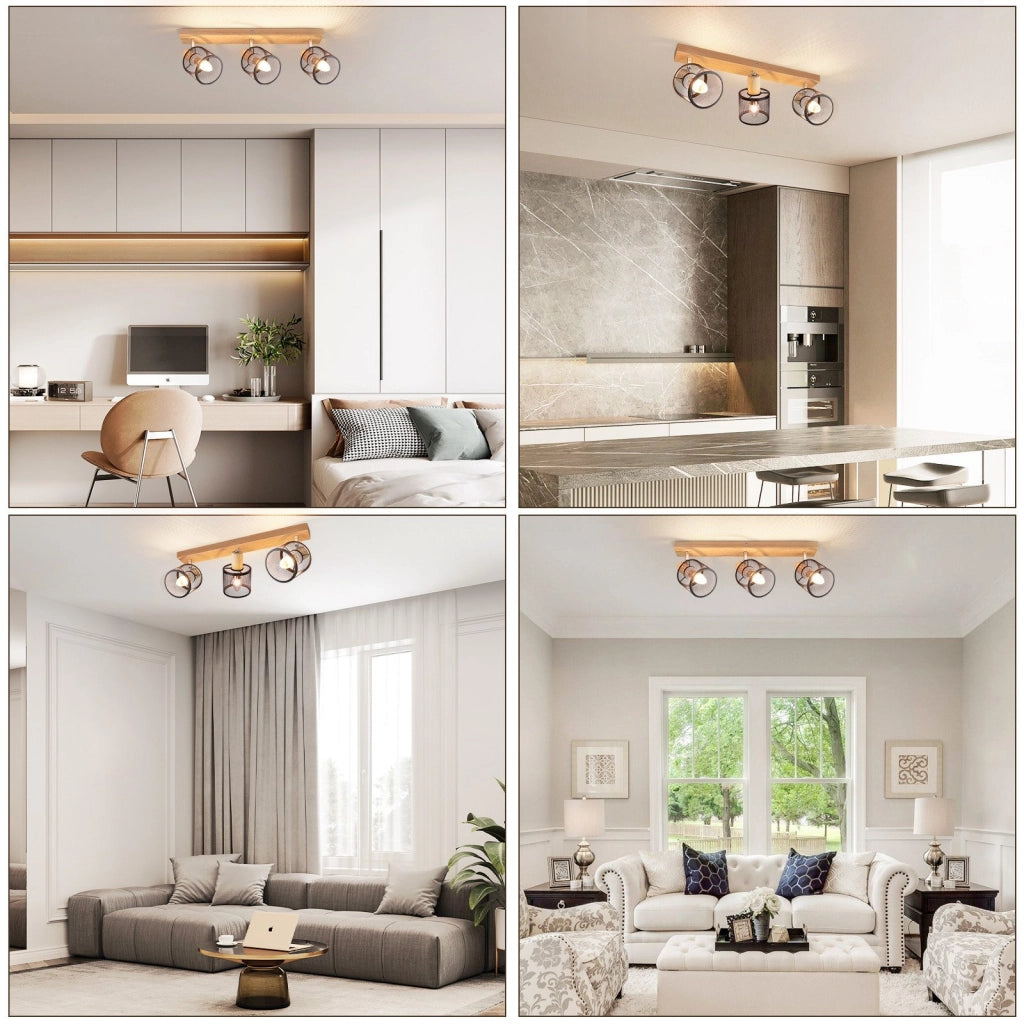 ZMH Faretto da soffitto 3 fiamme E14 rotanti 350° per soggiorno camera letto