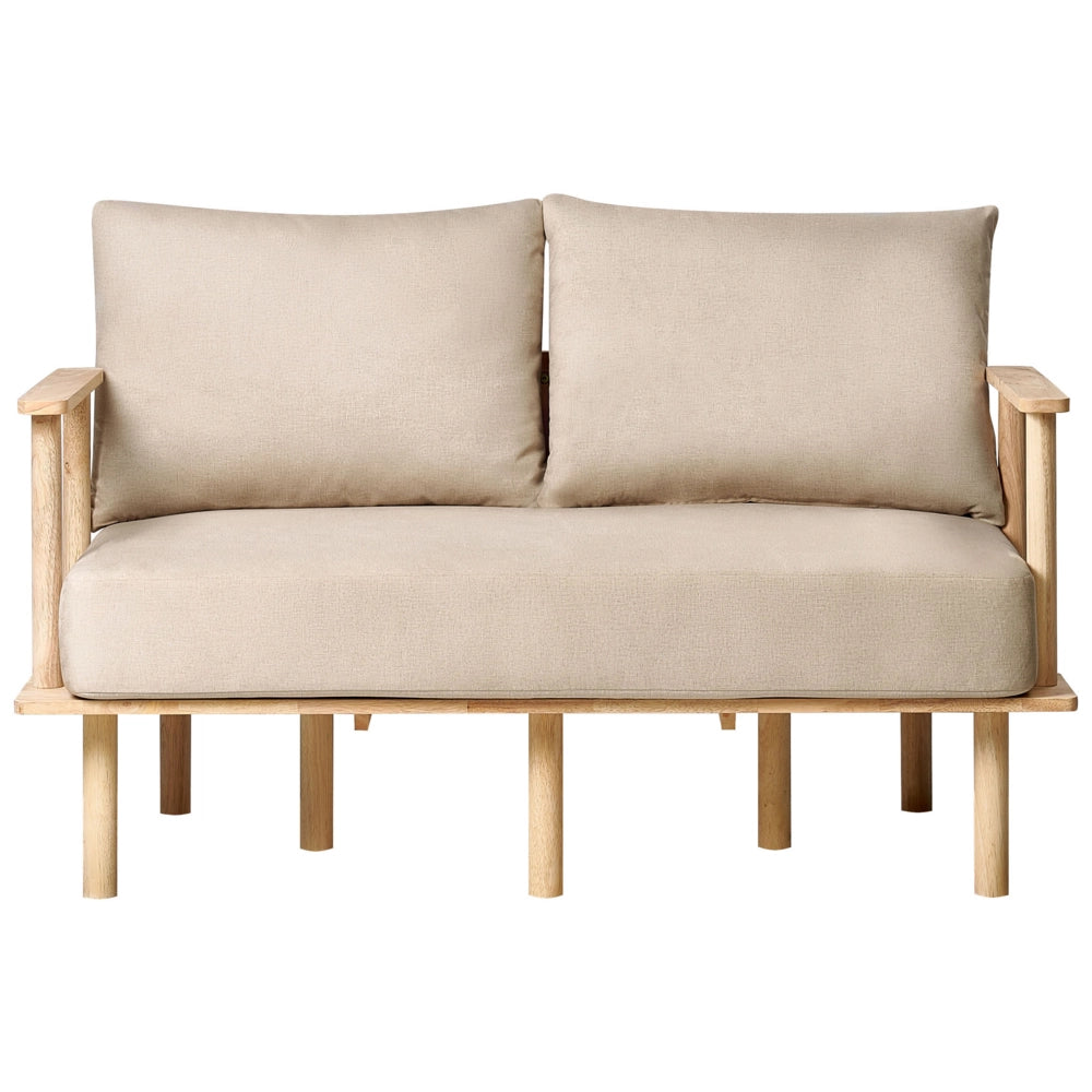 Set da soggiorno tessuto beige gambe in legno struttura divano a 2 posti divano poltrona divano soggiorno