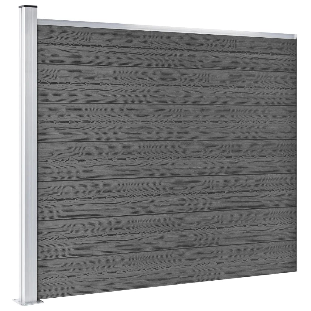 Set Pannelli di Recinzione in WPC 353x146 cm Nero