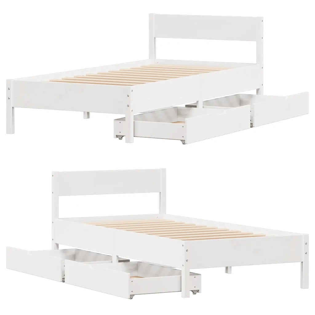 Letto senza Materasso Bianco 90x200 cm Legno Massello di Pino 3301759