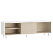 Mobile porta TV per TV fino a 60 pollici moderno mobile in vetro scanalato per soggiorno 140 x 39 x 45 cm beige 12_0006566