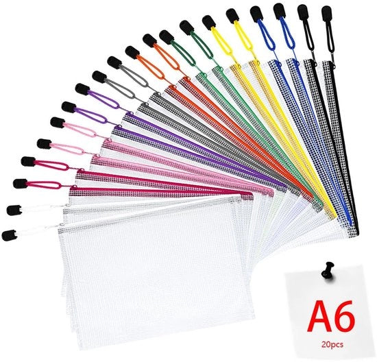 Documenti in plastica con chiusura a rits, 20 pezzi di rete di plastica con chiusura a rits, documenti impermeabili, sacchetto con chiusura a rits, borse per portafoglio, rete di plastica per documenti.