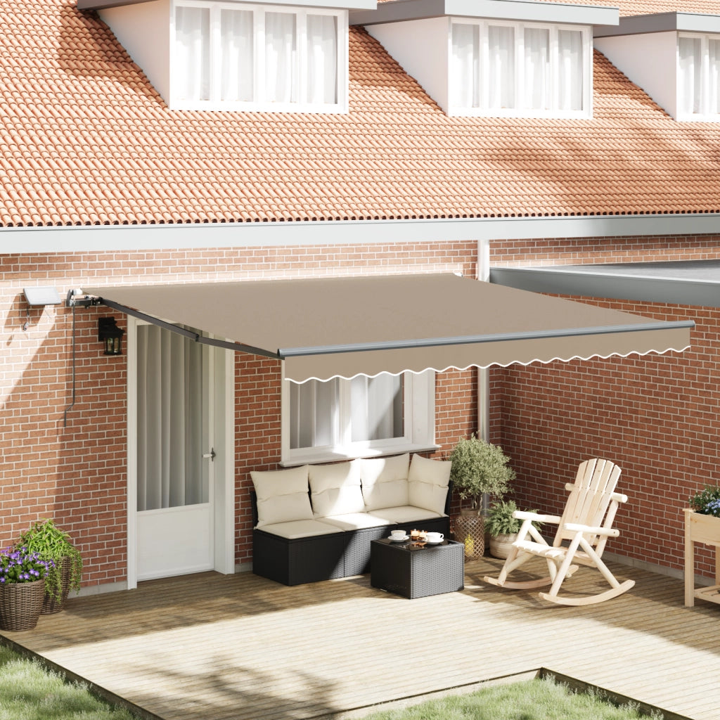 Tenda Retrattile Manuale con LED Beige 400x350 cm
