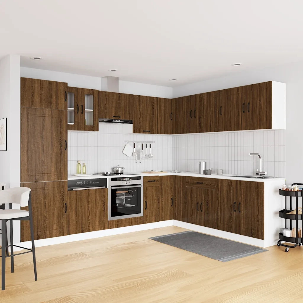 Set Mobili da Cucina 14 pz Kalmar Rovere Marrone in Truciolato
