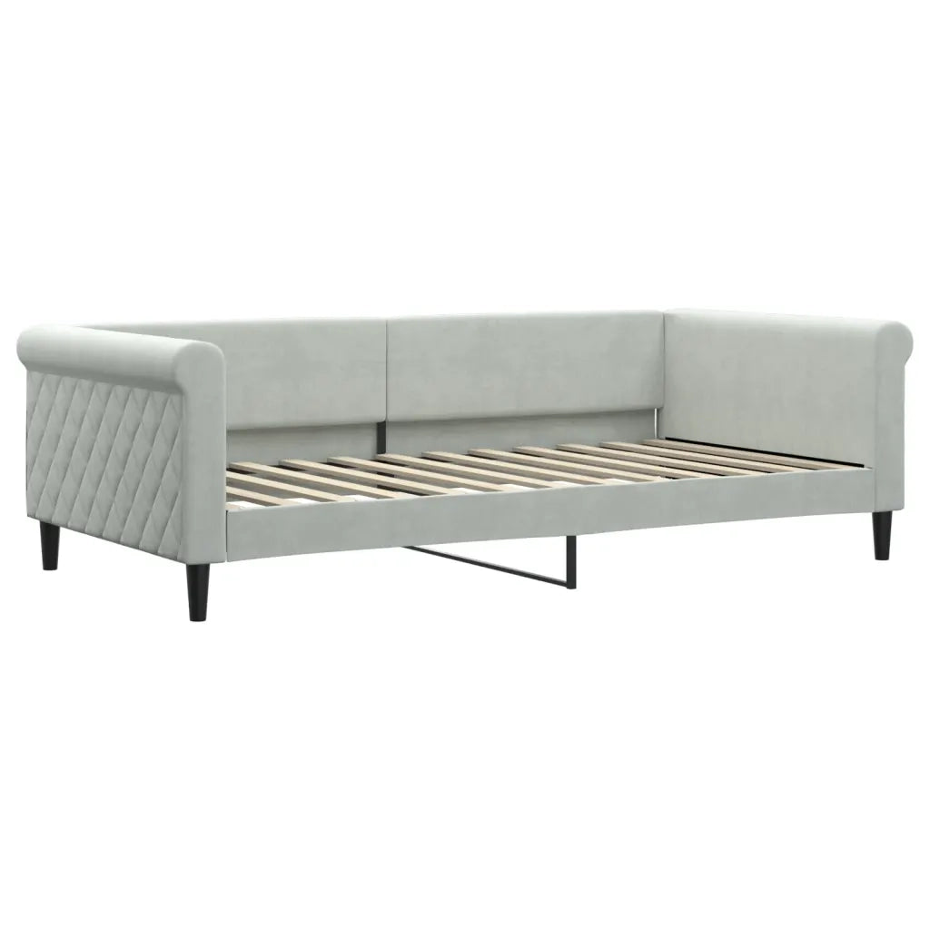 Divano Letto Estraibile Cassetti Grigio Chiaro 100x200 Velluto