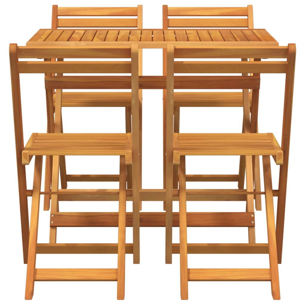 Set Bistro Pieghevole 5 Pezzi in Legno Massello di Acacia