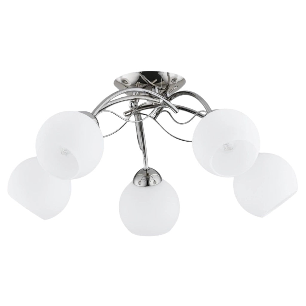 Lampada soffitto Alfa Dallen cromata 5 vetri bianchi