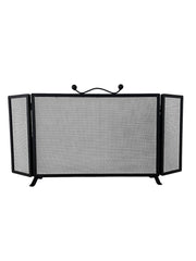 Parascintille Moderno per Camino in Ferro, 60 cm + (15 cm x 2 Antine) X 45h cm, 2 Ante Richiudibili, Nero