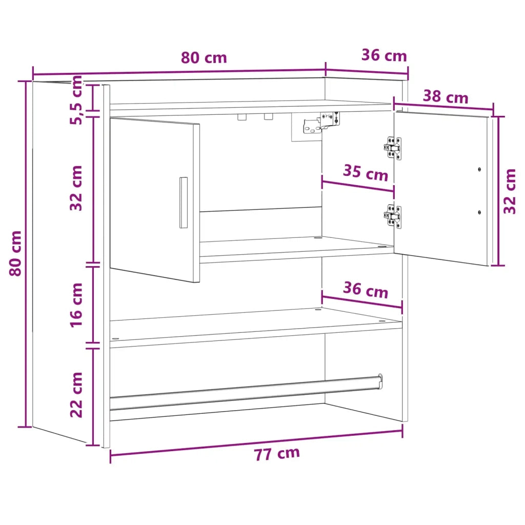 Scaffale da parete A parete Rovere Sonoma 80 x 36 x 80 cm 8011381