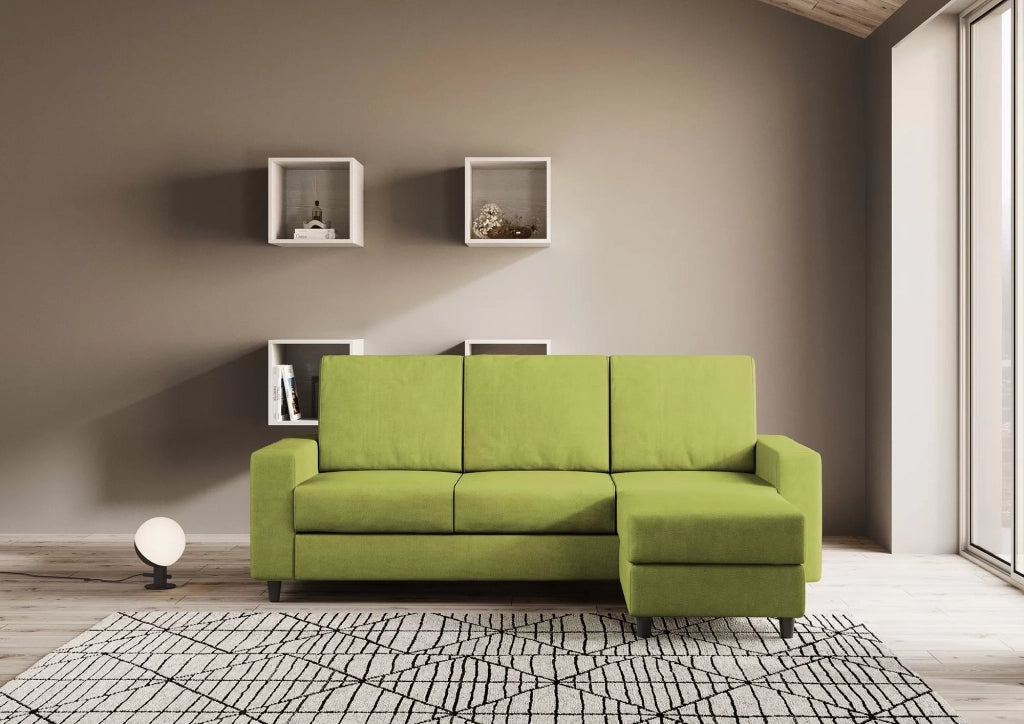Divano sakar 3 posti (tre sedute da 60cm) + pouf misure esterne l.208 p.155 | verde - Mobili 2G