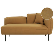 Chaise longue Destra in poliestere giallo con cuscino e gambe metallo da salotto