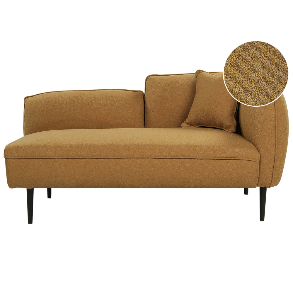 Chaise longue Destra in poliestere giallo con cuscino e gambe metallo da salotto