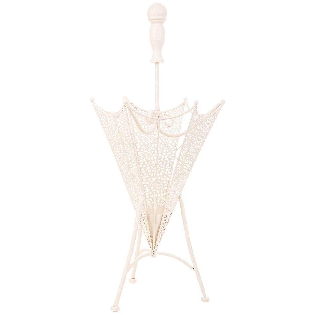 Portaombrelli in ferro battuto bianco 28x28x68