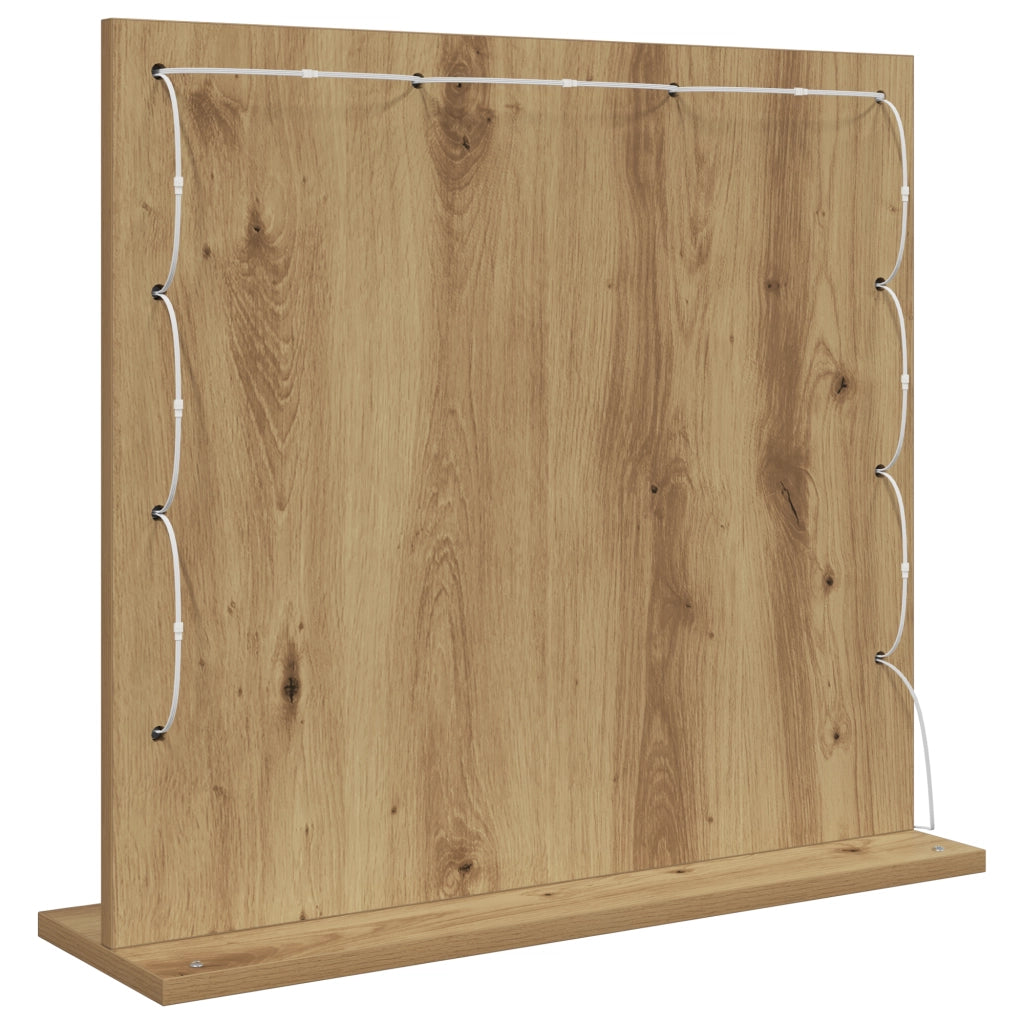 Specchio da toeletta con luci LED Rovere artigianale 60x55x18 cm