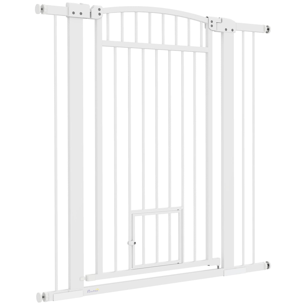 Cancelletto per cani regolabile 76-102cm ¨C Xylo ¨C con porta, bianco
