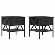 Set di 2 Comodini | Armadio da Notte | Mobiletto da notte con cassetto Rovere nero 40 x 42 x 45 cm