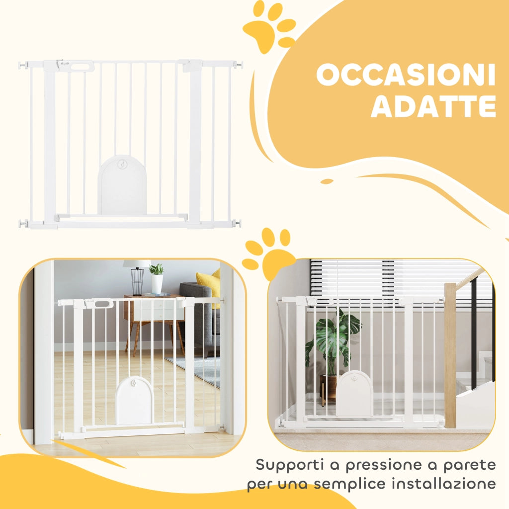 Cancellino Regolabile per Cani con Porta Piccola e Chiusura Automatica ¨C zephmum ¨C 75-103x76cm, Bianco
