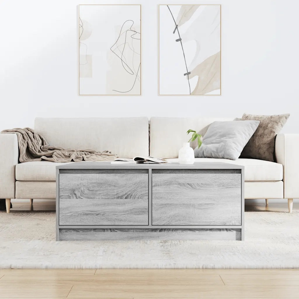 Tavolino da Salotto con Cassetti Grigio Sonoma 100x100x40 cm