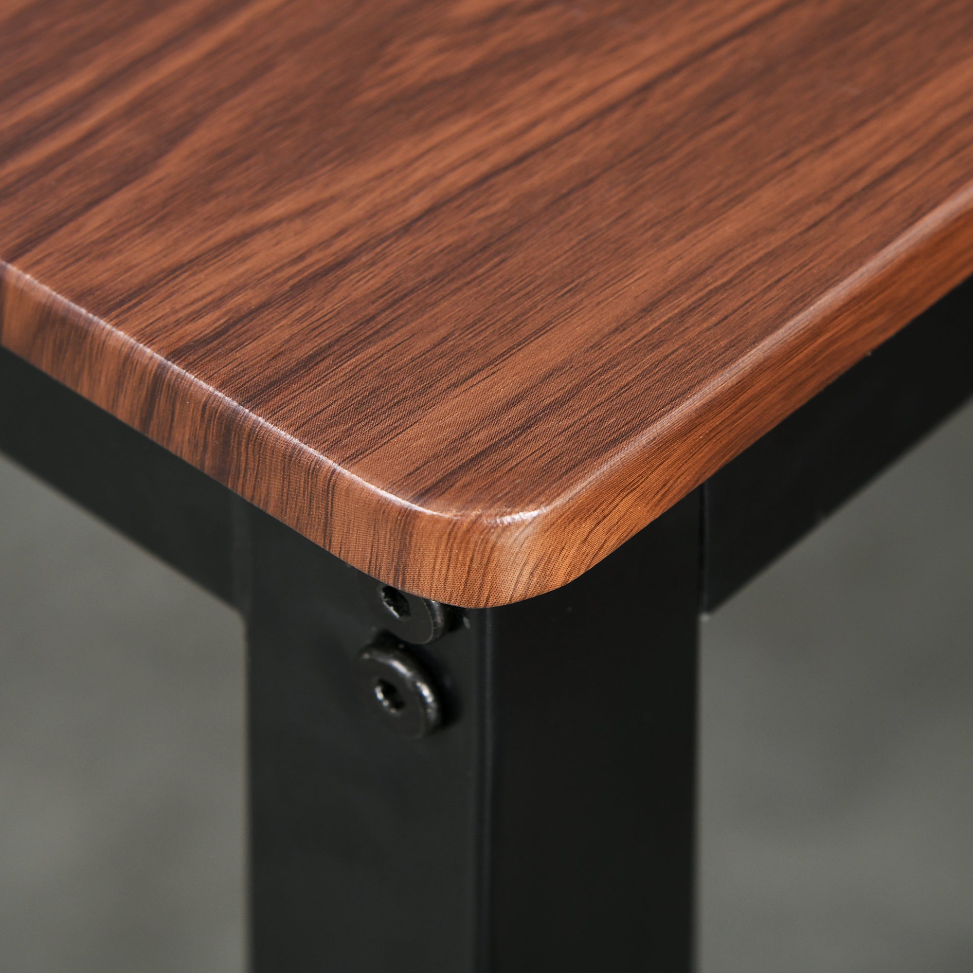 Set Tavolo 2 Sedie e Panca in Metallo e Legno Nero e Marrone