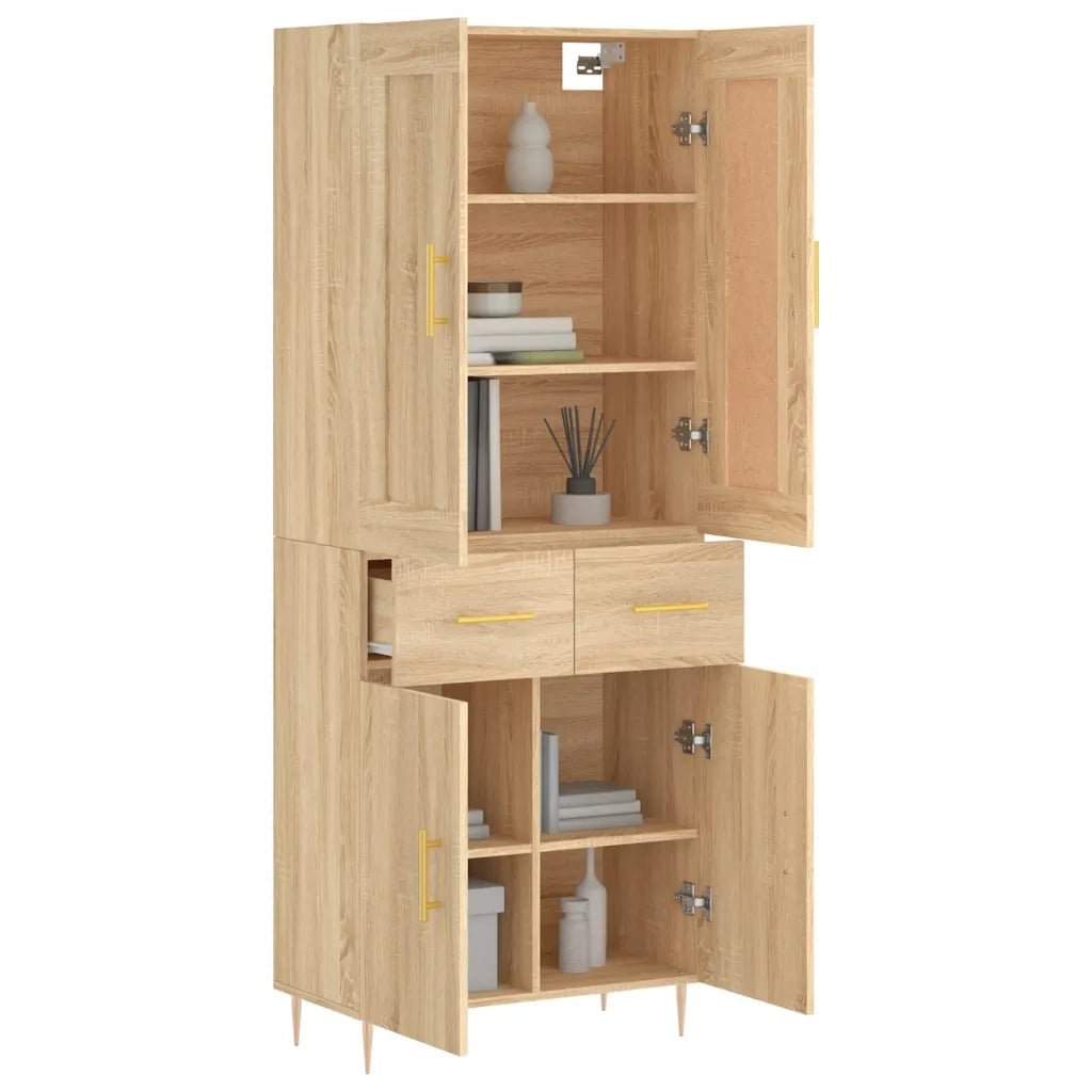Credenza-Buffet-Armadio da cucina Rovere Sonoma 69,5x34x180 cm in Legno Multistrato 167383